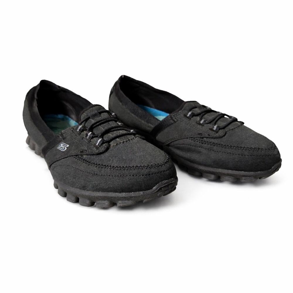 Skechers Women's 6.5 Black EZ Flex Flicker Flat Slip On Shoe Memory Foam